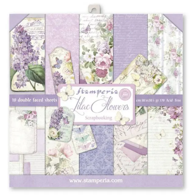 Σετ 10 Χαρτιά Scrapbooking Stamperia Διπλής Όψης - Lilac Flowers - 30x30cm