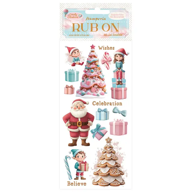 Χαλκομανίες (Rub-On) 10.16×21.6cm Stamperia, Candy Christmas, Santa Claus