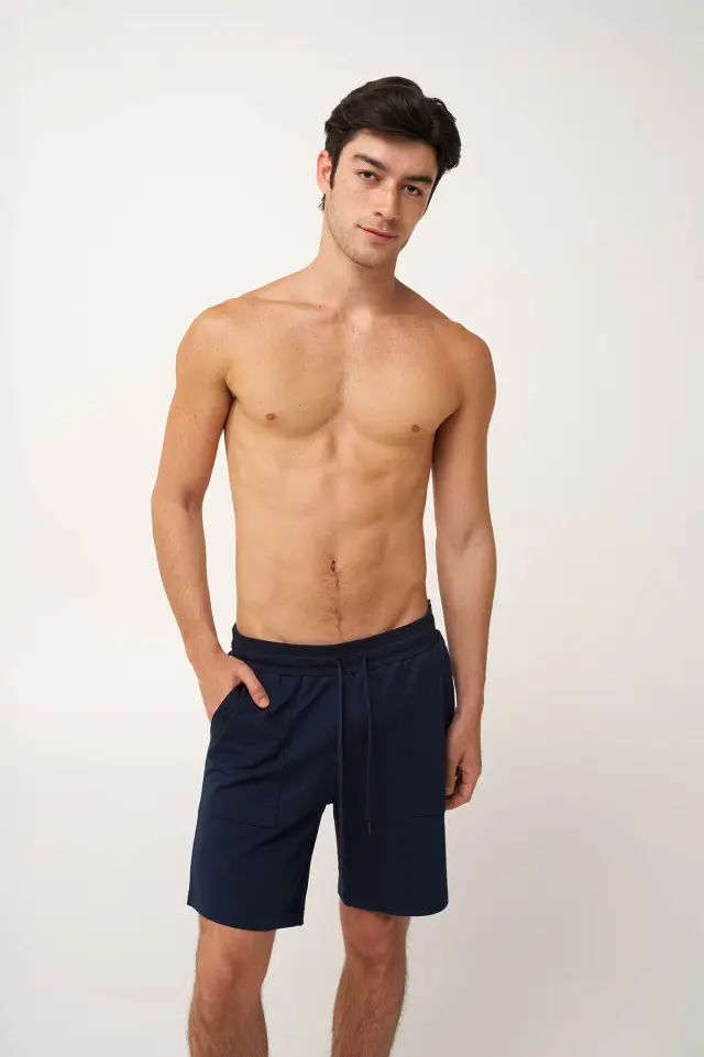 Ανδρική Βαμβακερή Φούτερ Βερμούδα Vamp 24843 BLUE