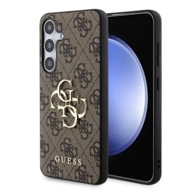Guess PU 4G Metal Logo Case for Samsung Galaxy S24 Brown