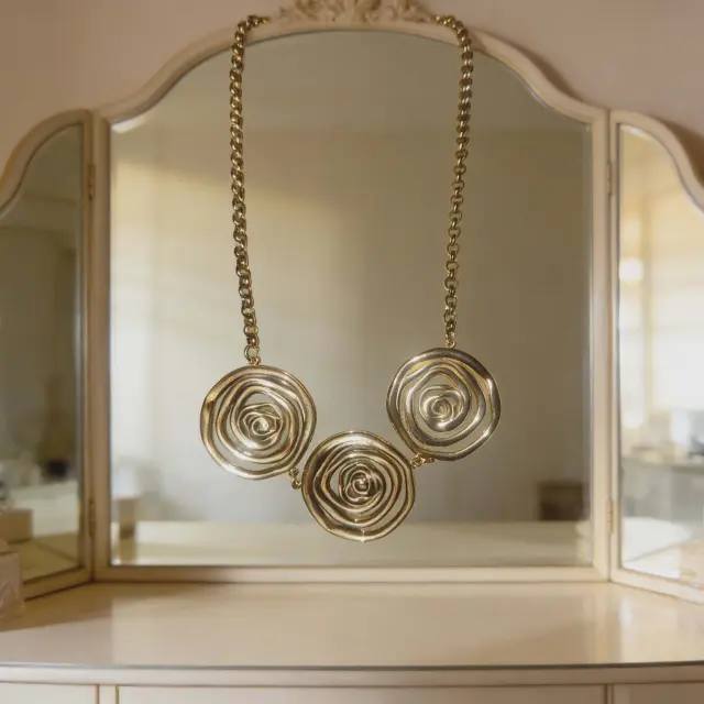Triple Spiral Gold Necklace