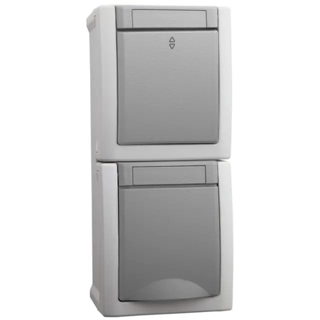 Pacific Grey Two Way Switch + Earth Soc Ver (Screw Connection)