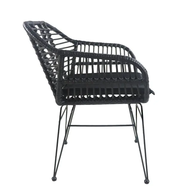 Καρέκλα Κήπου ACTORIUS Μαύρο Μέταλλο/Rattan 57x53x81cm 3