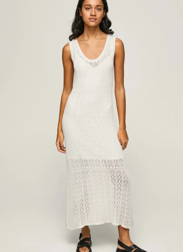 Pepe Jeans Farah Καλοκαιρινό Maxi Φόρεμα Λευκό PL953257-800