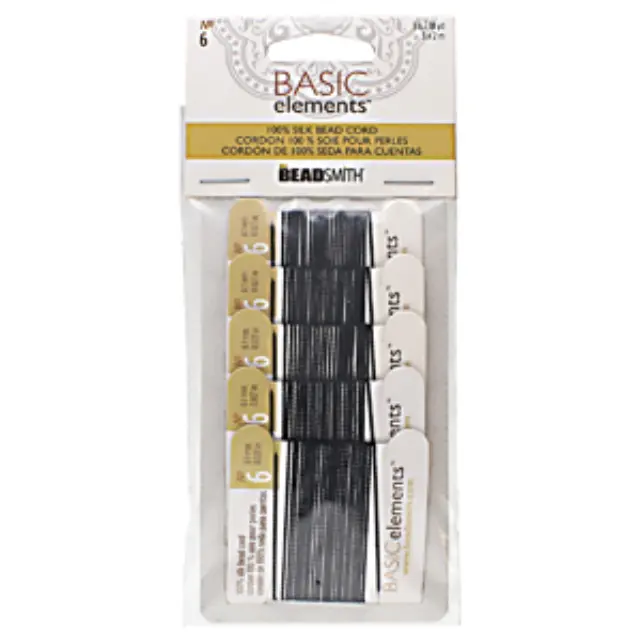 Beadsmith Σετ Κορδόνι 100% Μετάξι No6 Ø0.7mm - Black - 5τεμ