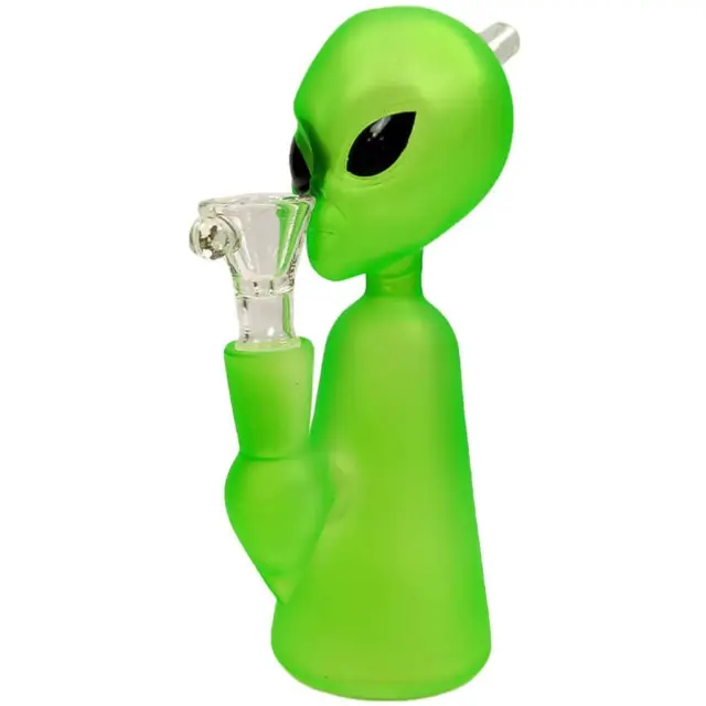 Alien Figure GREEN Bong Thick Glass 17cm 2
