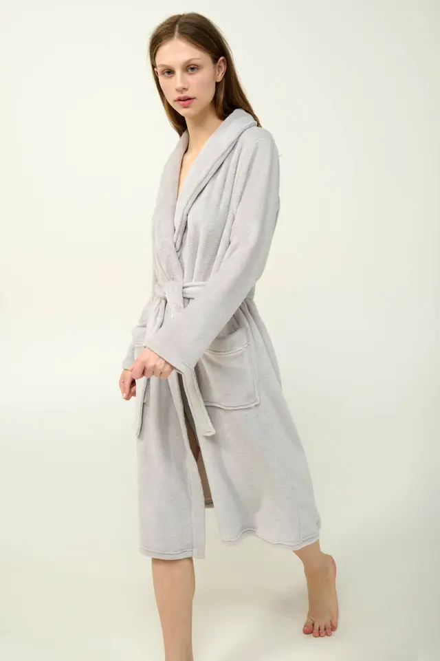 Σταυρωτή Γυναικεία Ρόμπα Fleece Vamp 23280 GRAY SILVER 3