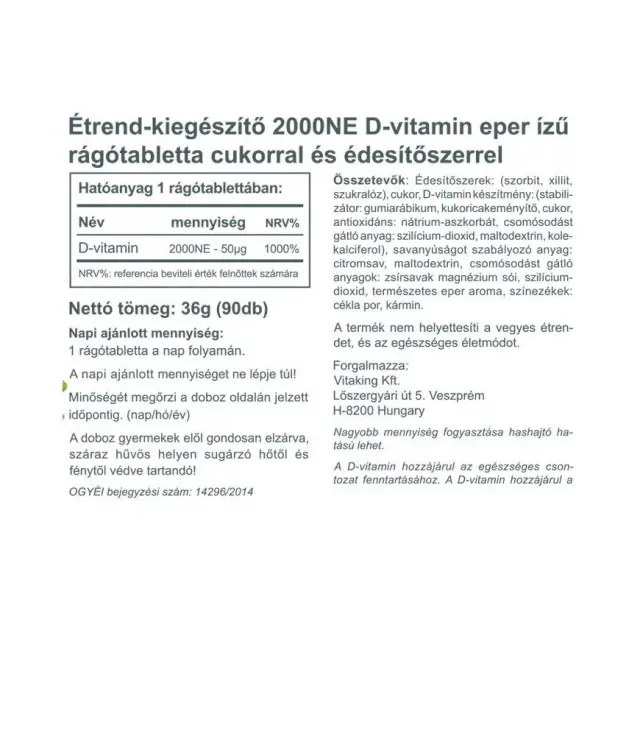 Vitaking Vitamin D3 2000 IU Strawberry, 90 Lozenges 2