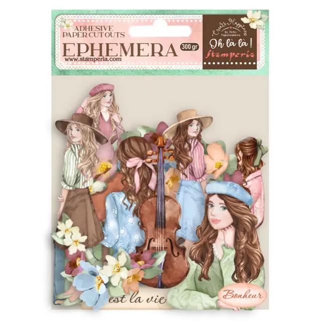 Αυτοκόλλητα Die Cuts-Ephemera Stamperia, Oh la la, Girl and flowers