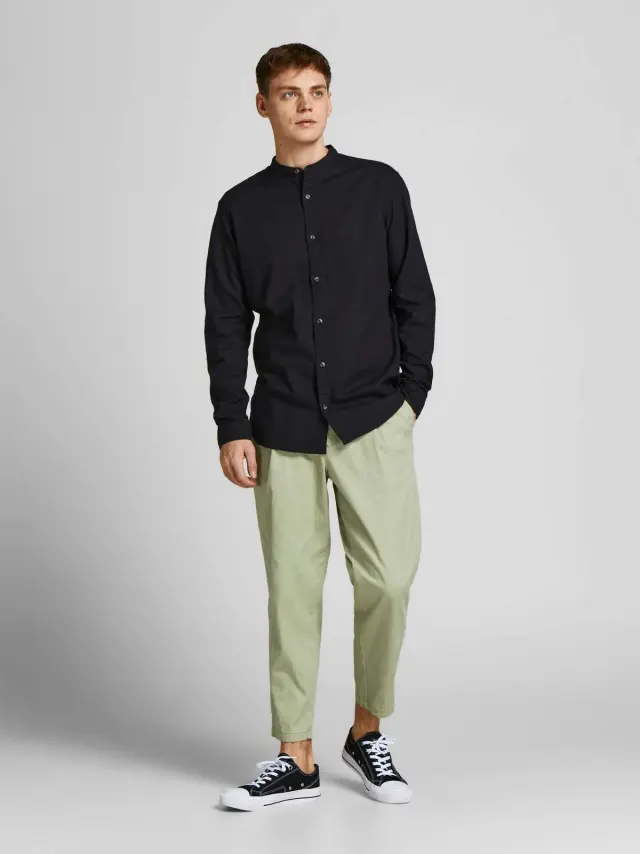 JJESUMMER BAND SHIRT L/S S22 NOOS Black 2