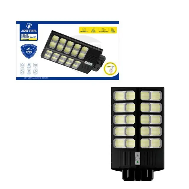 Jortan Led Αδιάβροχο Ηλιακό Φωτιστικό Δρόμου 2000W με Ανιχνευτή Κίνησης Και Τηλεχειριστήριο IP66 - Solar Street Lamp 0274010