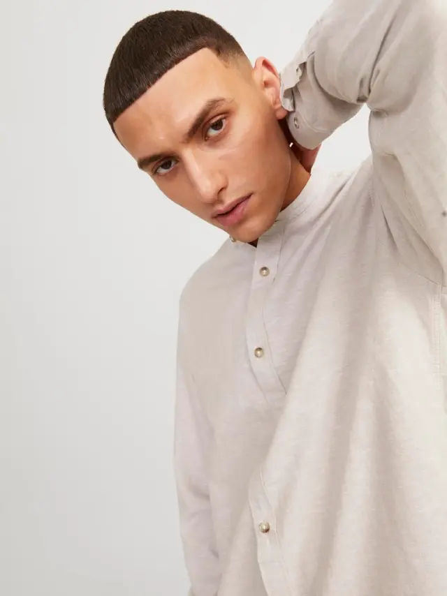 JJESUMMER BAND LINEN BLEND SHIRT LS SN crockery 3