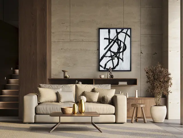 Graphos Blanco 500821 – Διακοσμητικό Κάδρο 75x100cm με Εκτύπωση σε Γυαλί και Μαύρη Κορνίζα Άσπρο Γκρί Μαύρο 2