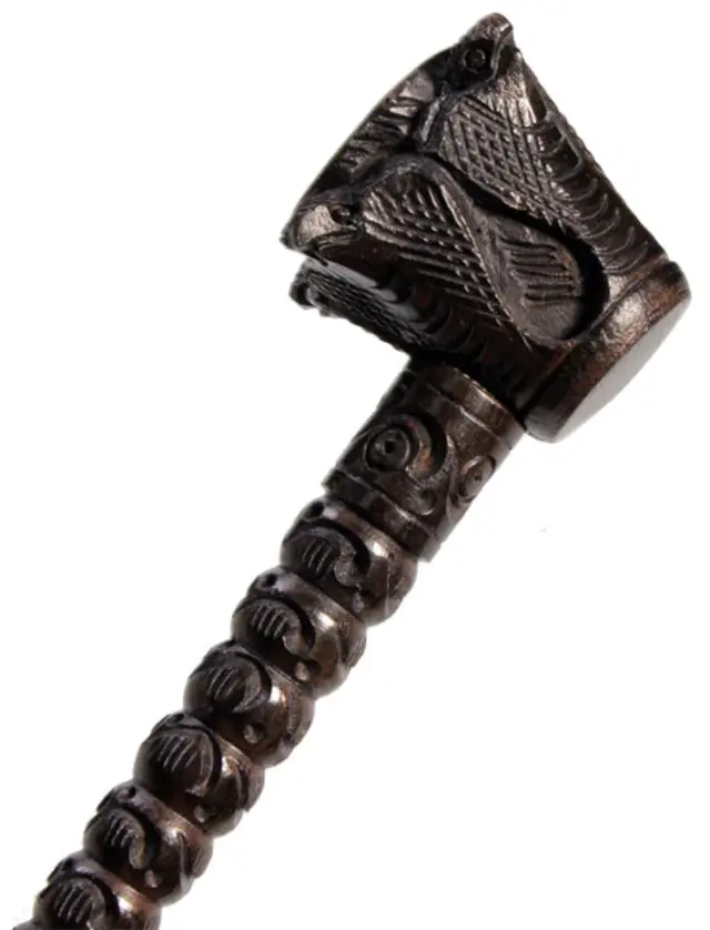 Ξύλινη Πίπα με Ανάγλυφα Σχέδια Μαύρη 18cm - Ebony 2