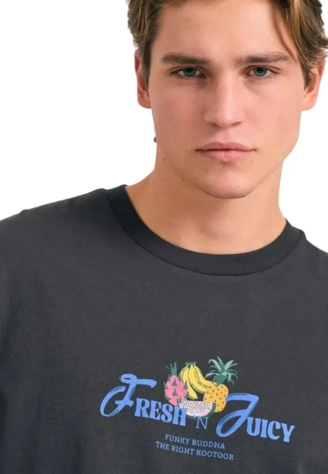 Funky Buddha ανδρικό t-shirt με τύπωμα στην πλάτη FBM011-051-04-1 2