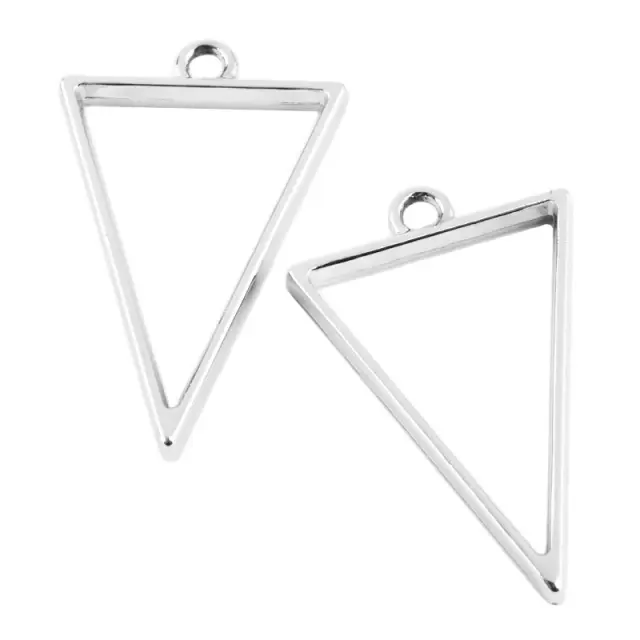 Μεταλλικό Κρεμαστό Open Back - Triangle - 39x25x3.5mm - Platinum - 4τεμ