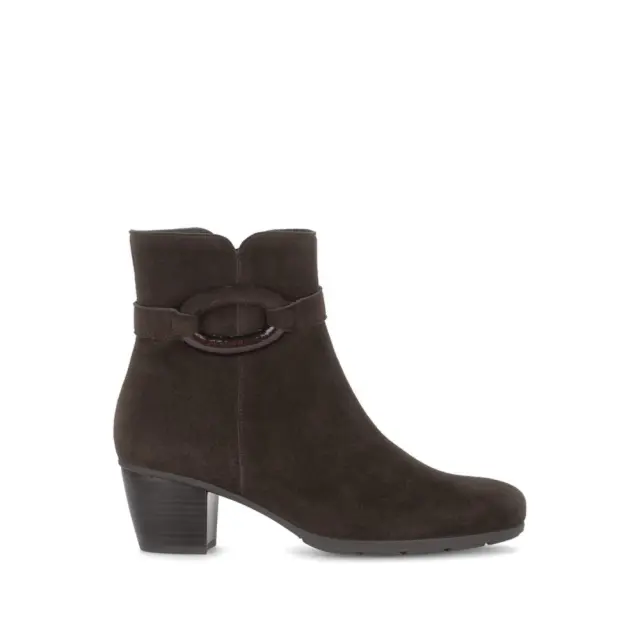 Gabor Μποτάκια με Τακούνι Γυναικείο δέρμα Nubuck Καφέ GAB/75523 18-CHOCOLATE