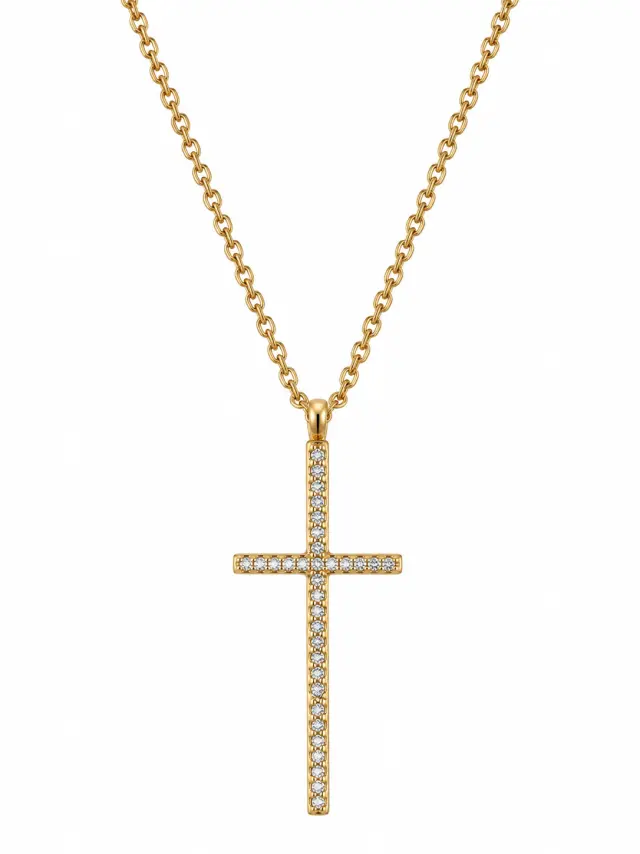 Ghetto Gold Cross Necklace with Thin Chain 40cm