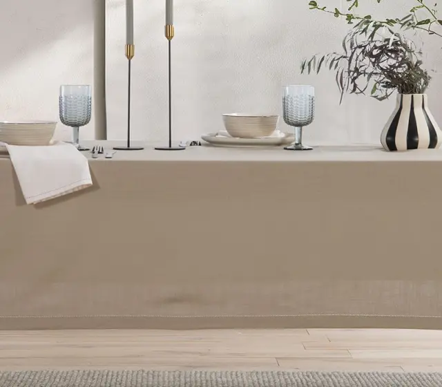 ΤΡΑΠΕΖΟΜΑΝΤΗΛΟ ΡΟΤΟΝΤΑ STEADY D.180cm NEF-NEF HOMEWARE, 100% BAMBAKI - BEIGE (039721)