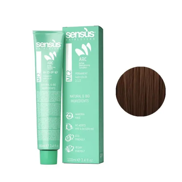 Sensus MC2 Permanent Hair Color 5.43 Golden Copper Light Brown 100ml - (μόνιμη βαφή χωρίς αμμωνία καστανό ανοιχτό ντορέ χάλκινο)