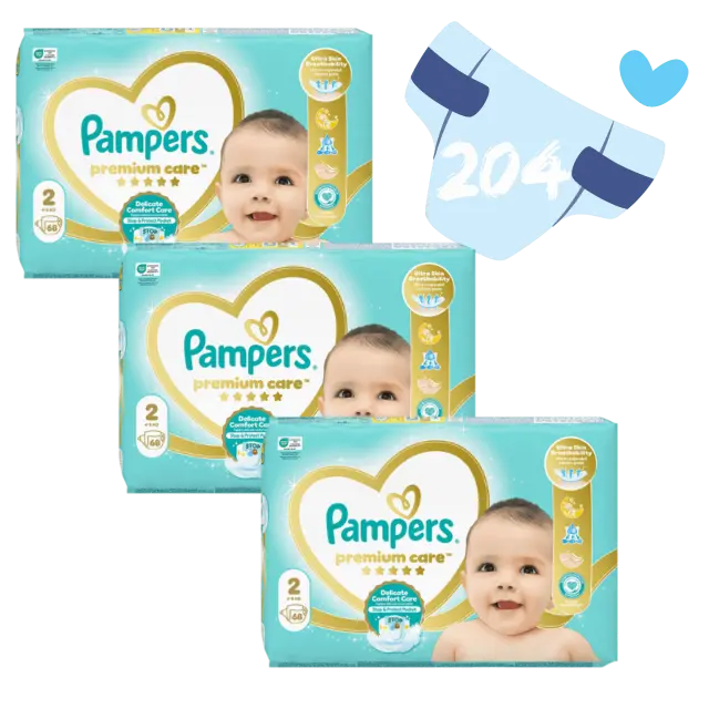 Πάνες Pampers Premium Care Super Jumbo Pack Νο2 (4-8kg) 204τεμ (3*68τεμ)