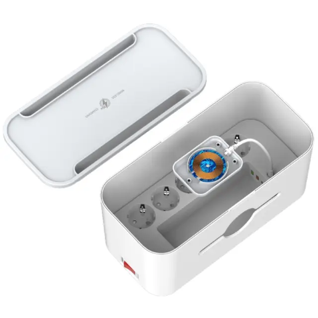 Επιτραπέζιος Φορτιστής Box Energizer EPB2500W03EU 2500W 10A Max με 5xΣούκο + 1xUSB-C PD20W + 2xUSB-A 18W QC3.0 / 2.4A, Ασύρματη Φόρτιση 15W, Διακόπτη Ασφαλείας On/Off Καλώδιο 2m Λευκός 3