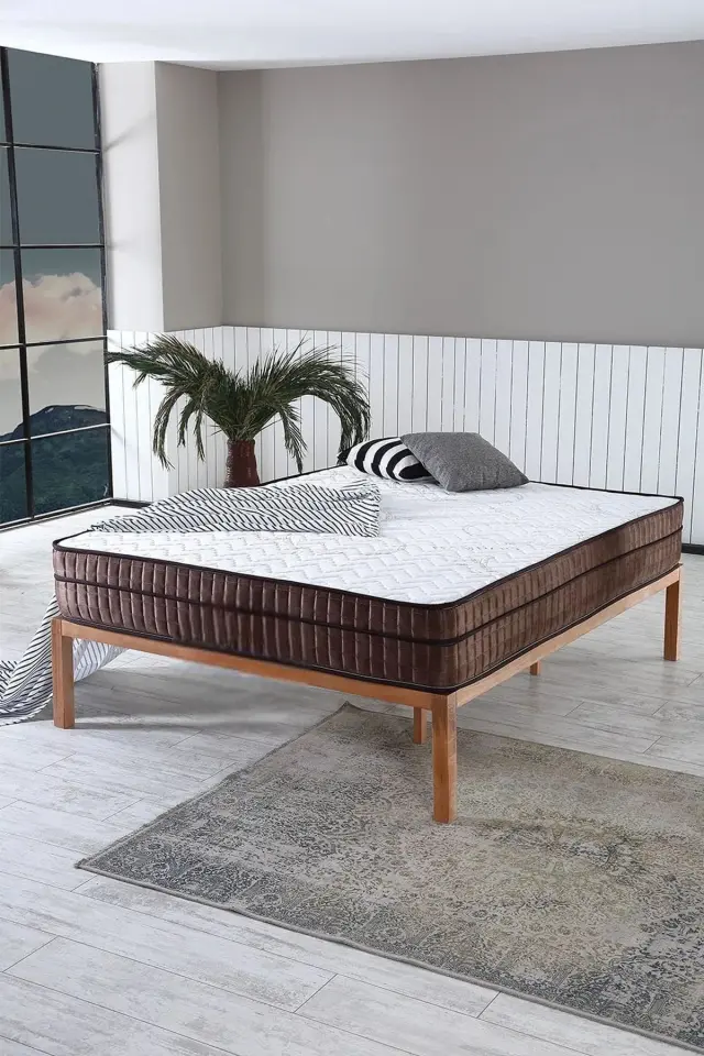 Stewehome Ορθοπεδικό Στρώμα Bamboo Ruyasi Σκληρό -Λευκό Καφέ 120x200x21 cm
