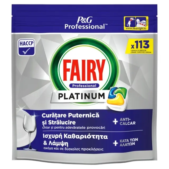 Fairy Caps Professional Πλυντηρίου Πιάτων Platinum Λεμόνι 113 Tεμαχίων