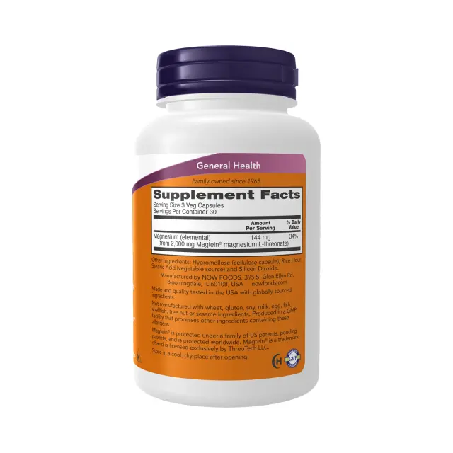 Now Foods Magtein Magnesium L-Threonate 666mg 90 κάψουλες 3