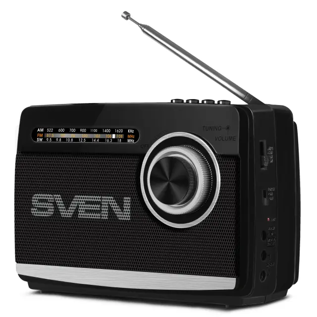 SVEN SRP-535 Φορητό ραδιόφωνο 3W με Φακό, USB/microSD player ΜΑΥΡΟ