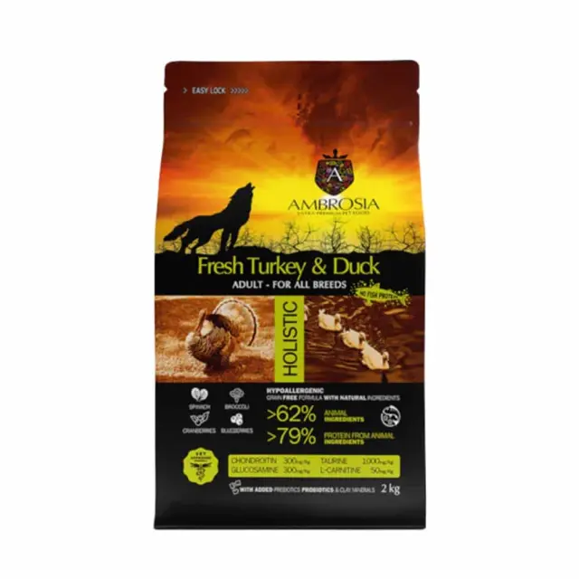 Ambrosia Grain Free Adult Fresh Turkey & Duck 2Kg Μονόχρωμο