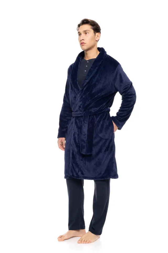 WN-M261 - Yacht Blue - ROBE LONG SOFT STRIPES NOS - L 2