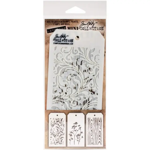Tim Holtz Mini Layered Stencil 3 τεμ, 16x7,5cm