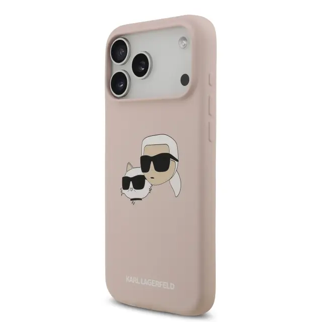 Karl Lagerfeld Liquid Silicone Double Heads MagSafe Case for iPhone 17 Pro Max Pink 2