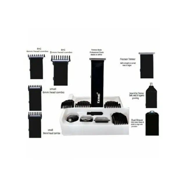 Kemei KM-3580 Σετ Επαναφορτιζόμενης Κουρευτικής Μηχανής Μαύρο 2