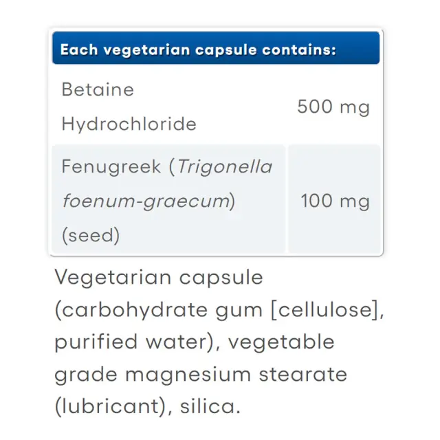 Natural Factors Betaine Hydrochloride with Fenugreek 2