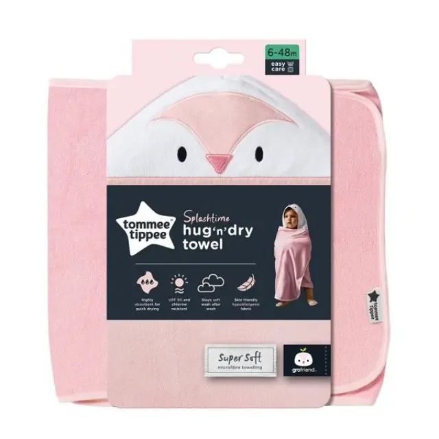 Tommee Tippee Splashtime Hug ‘N’ Dry Πετσέτα με Κουκούλα (6-48 μηνών) - Penny the Penguin