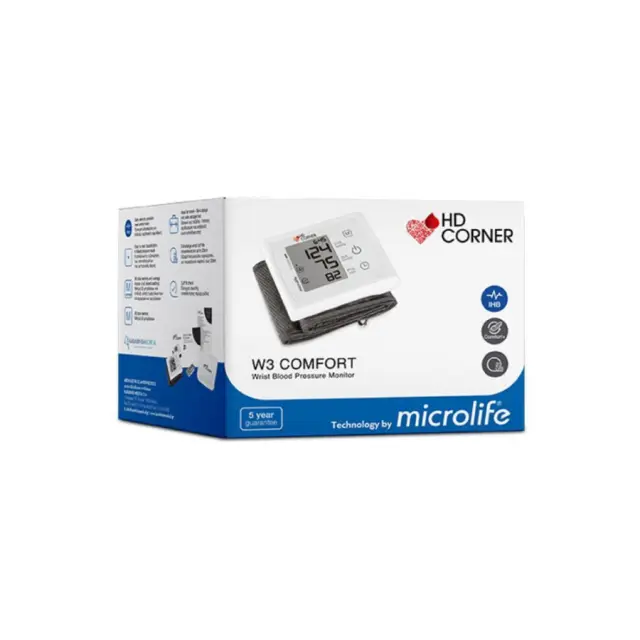 Microlife | HD Corner BP W3 Comfort Ηλεκτρονικό Πιεσόμετρο Καρπού με ανίχνευση Αρρυθμίας BP W3 Comfort | 1set