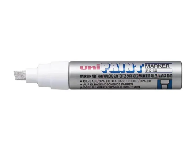 Μαρκαδόρος Σχεδίου Uni Paint Marker PX-30 Flat με πάχος μύτης 4.0-8.5mm - ΑσημίPX-30-AΣHMI
