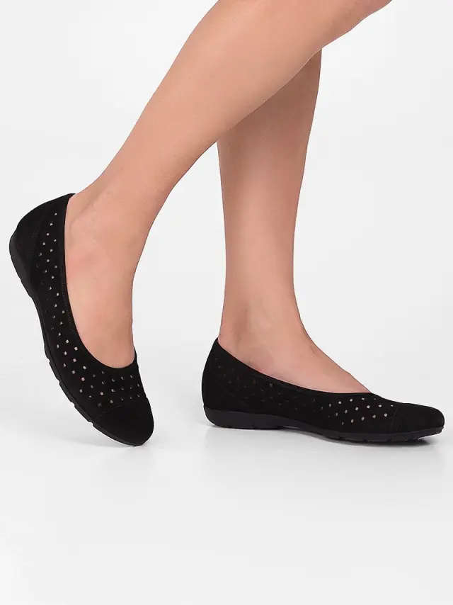Gabor Μπαλαρίνες Γυναικείο δέρμα Nubuck Μαύρο GAB/64169 17-SCHWARZ 2