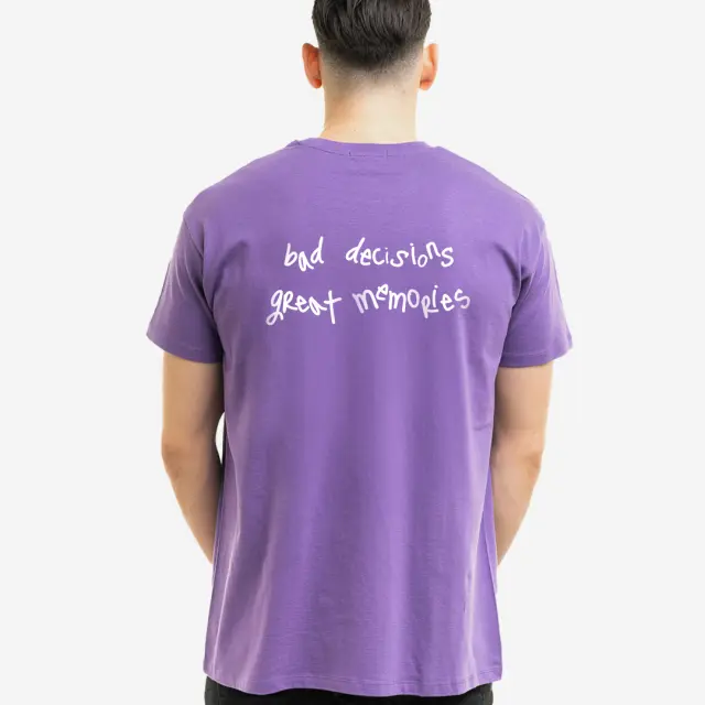 T-shirt Noshame® Μωβ με τύπωμα bad desicions, great memories - 122575 - XXL