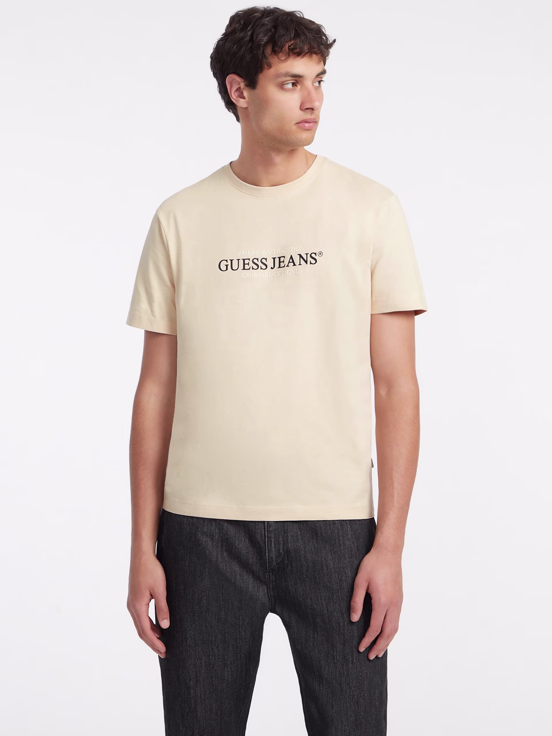 Guess Ανδρικό Μπέζ T-Shirt American Tradition Μπεζ