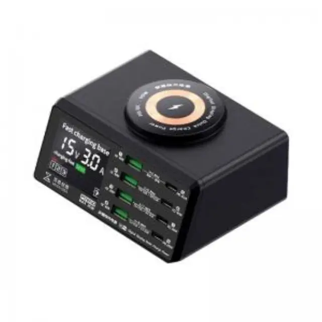 Πολυφορτιστής Πάγκου Service MEGA-IDEA PQW110 PD QC 110W με 8 Θύρες USB, Ασύρματη Φόρτιση & Οθόνη Ενδείξεων N62215 3