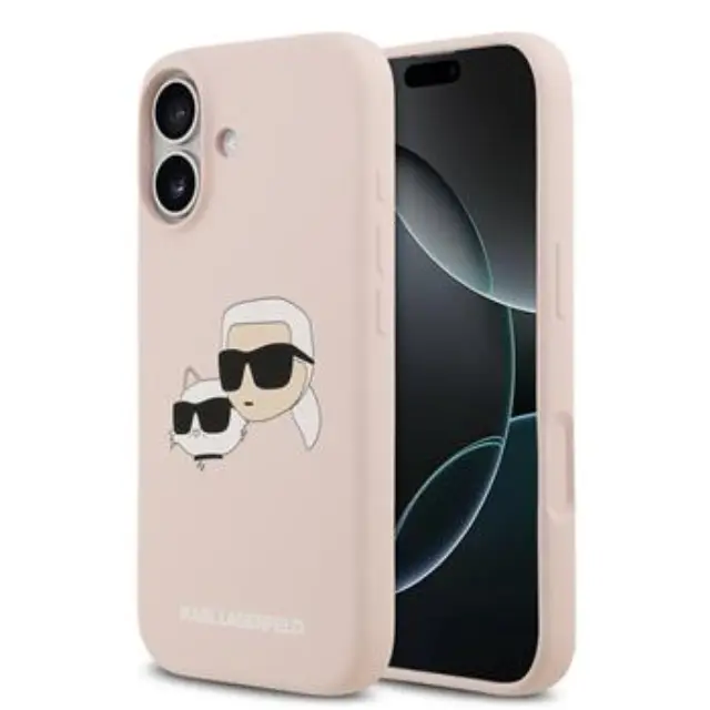 Karl Lagerfeld Liquid Silicone Double Heads MagSafe Case for iPhone 17 Pink