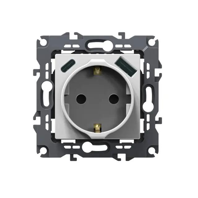 PRIME ΠΡΙΖΑ ΣΟΥΚΟ ΑΣΦΑΛΕΙΑΣ ΛΕΥΚΗ 1X2P+E 16A 250VAC & 2xUSB 5VDC 3A IP20 / 1000116401