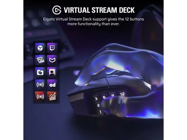 Corsair Mouse Scimitar Elite Wireless SE (RGB, GunMetal) (CH-9314014-WW) 2