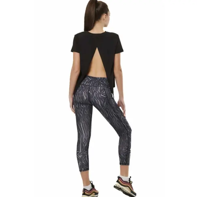 Body Action Women's High-Waisted 7/8 Length Tights Μαύρο - Γκρι 011516-01 (Body Action) 3
