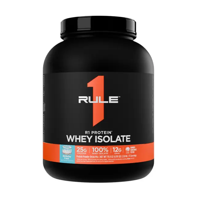 Rule1 R1 Protein Whey Isolate Birthday Cake, 5 lbs