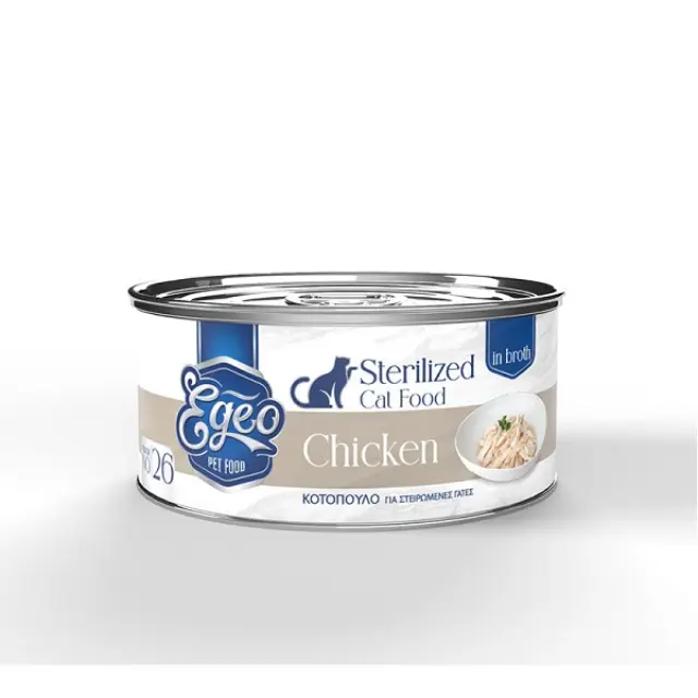 Egeo Cat Sterilised Στήθος Κοτόπουλο σε Ζωμό 70gr