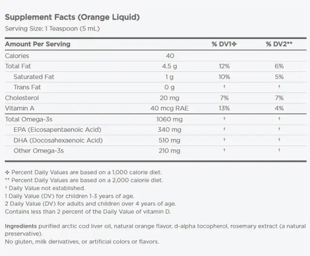 Nordic Naturals Arctic Cod Liver Oil 1060 mg Orange, 237 ml 2